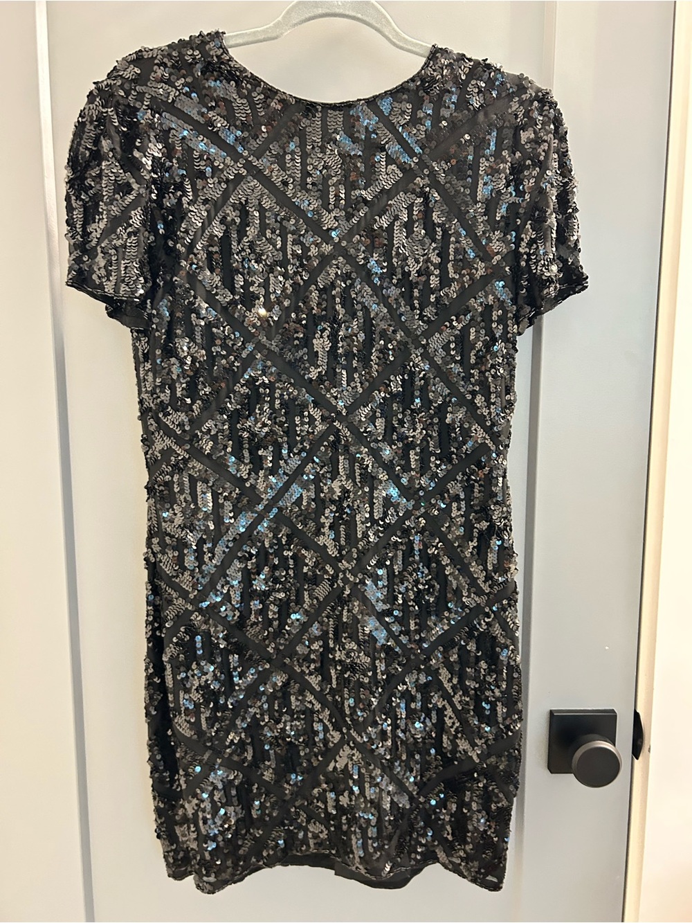 Black Sequin Short Sleeve Party Dress